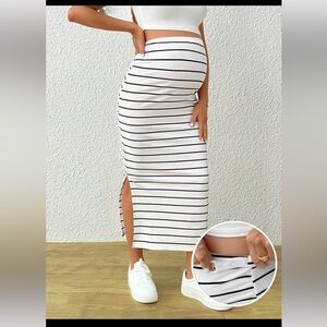Maternity Striped Pencil Skirt